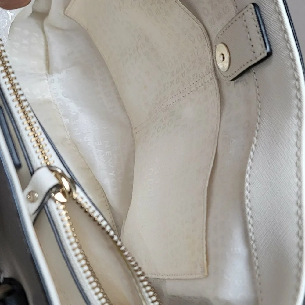 Kate Spade Evangelie Laurel Way Sachel Handbag Purse Beige Ecru Black Crossbody - Picture 10 of 12